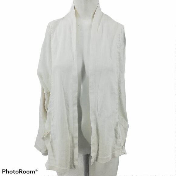 Barbara Lesser White Open Front Cardigan Size S - Picture 1 of 12
